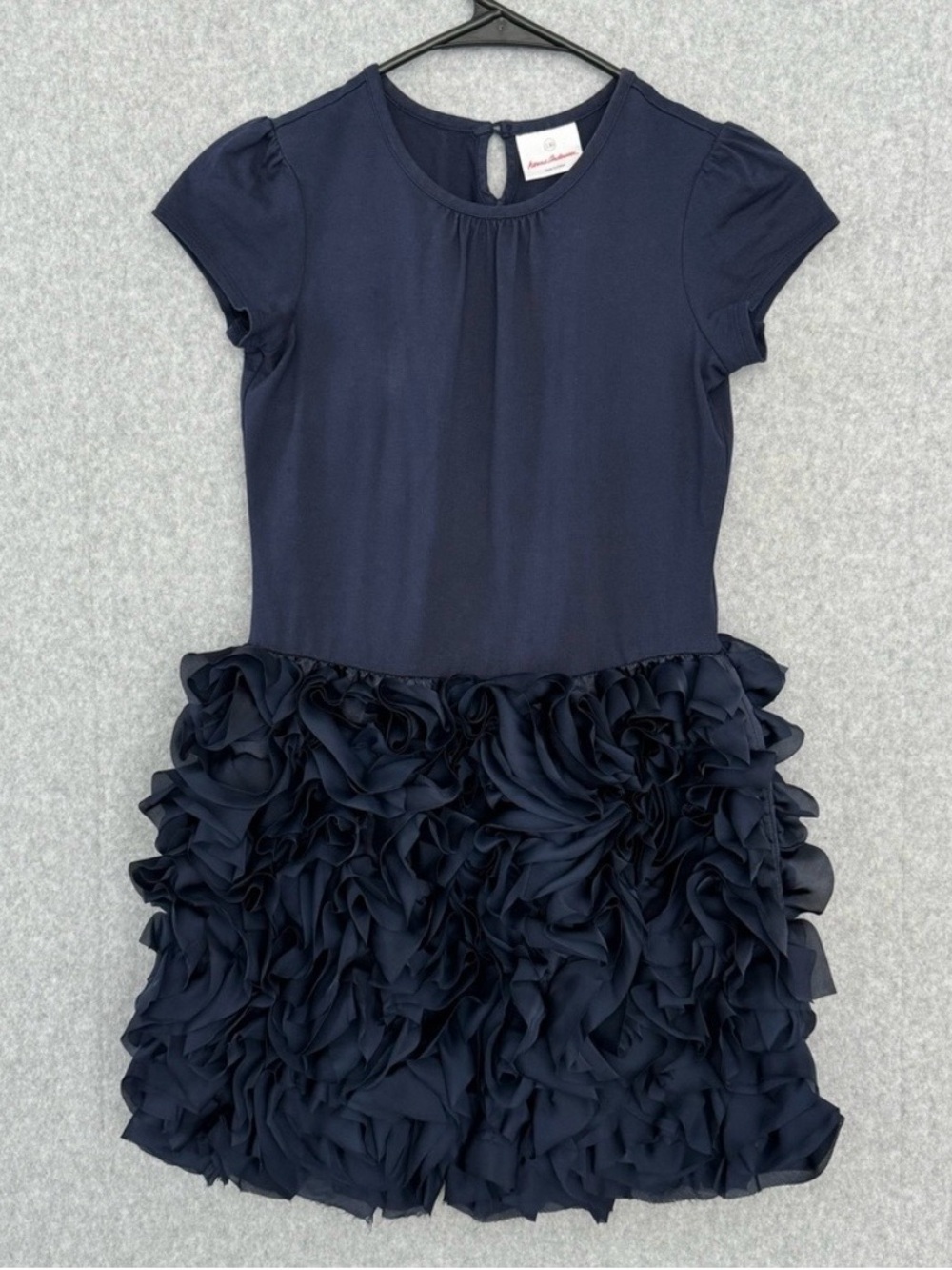 Hanna Andersson Girls Party Dress 130 cm 8 US Blue Floral 3D Formal Holiday READ